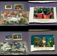 Bundle Lot Of 2 *500 PC Puzzles*Beagle Puppy/Shetland Sheepdog &amp; Flowers... - £16.44 GBP