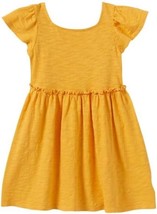 NEW Girls Ruffle Sleeve Knit Dress sz 5T mustard yellow square neck knee length - £7.90 GBP