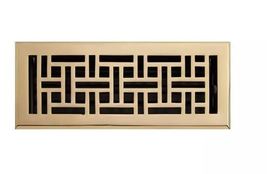 New Polished Brass 4&quot; x 10&quot; Wicker Style Solid Brass Floor Register by S... - £27.48 GBP