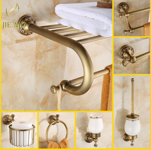 Antique Brushed Copper Carved Base Bathroom Accessories Bath Towel Shelf... - $30.99+