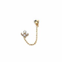 .10CT Simulated Diamond Cluster Stud Two Hole Earrings 14K Yellow Gold Plated - £80.33 GBP