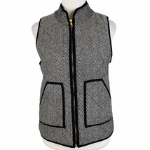 Merokeety Jacket Quilted Vest Womens Small Black White Herringbone Full ... - £15.81 GBP