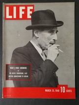 Life Magazine March 25, 1940 War&#39;s First Memoirs - Prince William Sketched  1222 - £5.55 GBP