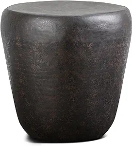 Garvy Industrial 20 Inch Wide Metal Accent Side Table In Rustic Bronze, ... - $396.99
