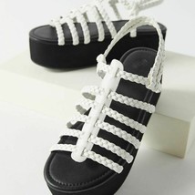 UO Urban Outfitters Platform Fisherman Sandals White Black Size 8 NWT - £19.32 GBP