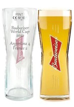 World Cup 2022 Final Score Budweiser Pint Slim Glass with Engraved Message Draft - $11.47