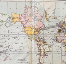 1898 World Map Colonial Possessions Victorian Commercial Routes Print DWXX1 - $735.40 MXN