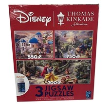 Disney Thomas Kinkade 3 Jigsaw Puzzles Set 550/750/700 Pieces - $22.46