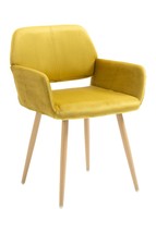 Velet Upholstered Side Dining Chair with Metal Leg Yellow Velvet Beech Wooden - £64.07 GBP