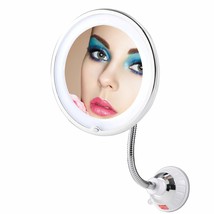 Top4Ever Flexible 10X Magnifying Suction Mirror, Dimmable Led Lighted Vanity - £31.96 GBP