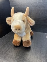 Milk Cow Jerry Elsner Tan White Moo Rattle Ball Vintage Plush 10&quot; Lovey Toy - $39.59