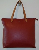 Lodis Ellen Top Zip Tote Cherry Leather New Womens Zipper Tote Bag Handbag - £232.28 GBP