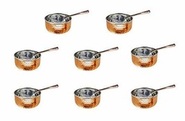 Set of 8 - Prisha India Craft  Handmade Steel Copper Bowl Spoon Set , Hammered D - £53.97 GBP