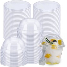 5 Oz Pack Of 50 Clear Plastic Circle Desert Cups With Lids And Spoons Ap... - $33.99