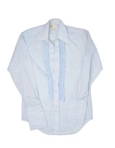 Vintage After Six Ruffle Tuxedo Dress Shirt Mens 15 33 Blue Long Sleeve - $38.55