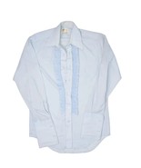 Vintage After Six Ruffle Tuxedo Dress Shirt Mens 15 33 Blue Long Sleeve - £30.28 GBP