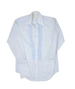 Vintage After Six Ruffle Tuxedo Dress Shirt Mens 15 33 Blue Long Sleeve - £29.00 GBP