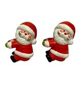 Vintage Japan Santa Candle Huggers Pair 2.5&quot; Ceramic Christmas Decor Red... - $346.98 MXN