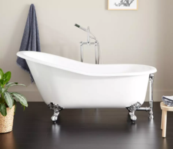 New White 61&quot; Callaway Cast Iron Clawfoot Tub - Tap deck, No Holes - Imperial Fe - £1,101.24 GBP