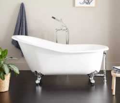 New White 61&quot; Callaway Cast Iron Clawfoot Tub - Tap deck, No Holes - Imperial Fe - £1,068.54 GBP