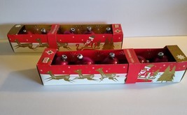 10 Vintage Pink Red Christmas Tree Glass Ornaments With Boxes Santa Reindeer - £18.63 GBP