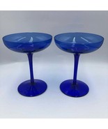Z Gallerie Set of 2 Cobalt Blue Glass Margarita Glasses Drinkware Barware - £25.38 GBP