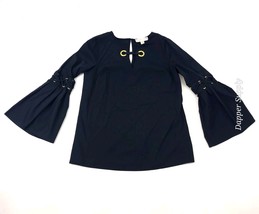 MICHAEL Michael Kors Black Flare Long Sleeve Blouse Size XS Black Gold - £21.53 GBP