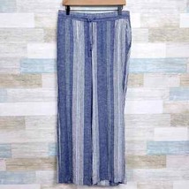 Old Navy Striped Linen Pull On Pants Blue White High Rise Wide Leg Women... - £19.73 GBP