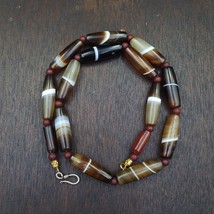 Lot 15 Antique Old Yemeni Agate Natural Rare pattern Banded Agate Beads Necklace - £308.42 GBP