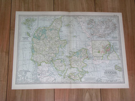 1897 Antique Map Of Denmark Iceland / Faroe Islands / Copenhagen Inset Map - £14.42 GBP