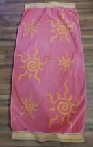 Tribal Sun Cotton Bath Towel 22x55 Pink Orange - $24.59