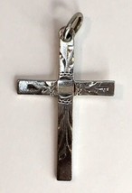 Vintage Dainty Sterling Silver Etched Cross Charm Pendant Approx 1&quot; Reli... - £11.79 GBP