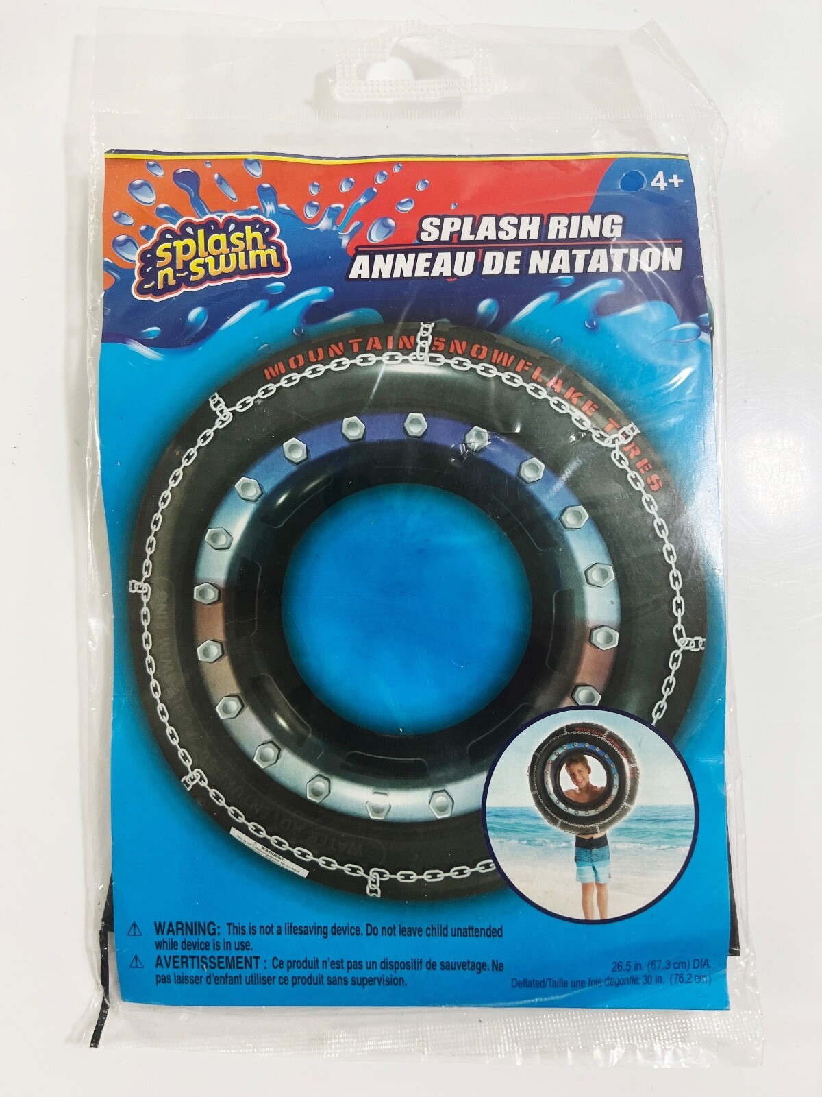 Splash-n-Swim 26.5&quot; Splash Ring Inflatable Pool Toy Mountain Snowflake T... - $9.85