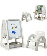 2-in-1 Kids Easel Desk Chair Set Book Rack Adjustable Art Painting Board... - $2,877.26 MXN