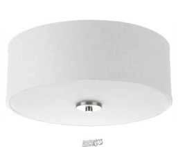 Inspire Collection 17-Watt Brushed Nickel Integrated LED Flush Mount White Linen - £48.41 GBP