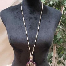 Womens Vintage Amyethst Art Deco Pendant Necklace - £28.06 GBP