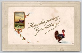 Thanksgiving Greetings Turkeys in Snow Fall Leaves 1916 Postcard J28 - £4.70 GBP