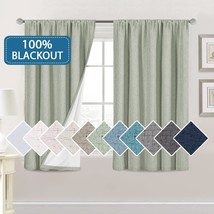 H.Versailtex Linen Look 100% Blackout Curtains 54 Inches Long For, 2 Panels - £35.15 GBP
