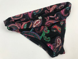 Victoria&#39;s Secret Black Multicolor Paisley Swimsuit Bikini Bottoms Fold Over S - £8.61 GBP