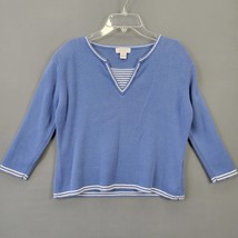 Christopher Banks Women Sweater Size S Blue Vintage Classic 3/4 Sleeve Preppy - £8.42 GBP