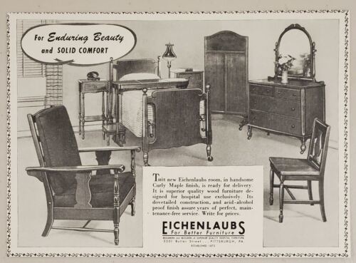 1952 Print Ad Eichenlaubs Furniture Curly Maple Finish Bed,Chairs Pittsburgh,PA - $11.86
