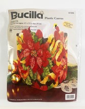 Bucilla Poinsettia Tissue Box Cover plastic canvas 1998 #61245 - $258.16 MXN