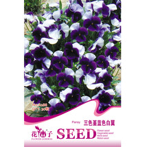 Pansy Dark Blue White Petals Flower Seeds 30 Seeds Pack Viola Tricolor Root Bons - $11.98