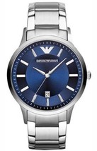 EMPORIO ARMANI AR2477 RENATO BLUE DIAL STAINLESS STEEL - $125.89