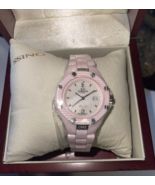 Oniss Paris Women&#39;s Diamond Accented Pink silver Hi tech Ceramic  Watch new - $360.10 CAD
