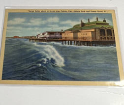 Postcard Ocean Grove N.J. Asbury Park Fishing Pier Breaking Wave Posted 1944 - £3.52 GBP