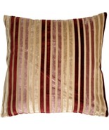 Velvet Multi Stripes Mauve 20x20 Throw Pillow, with Polyfill Insert - £32.03 GBP