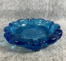 Tiara Indiana Glass Horizon Blue Lotus 9 1/2&quot; Ashtray Excellent Condition - £26.35 GBP