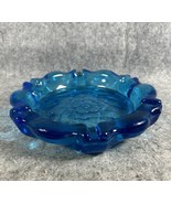 Tiara Indiana Glass Horizon Blue Lotus 9 1/2&quot; Ashtray Excellent Condition - $33.50