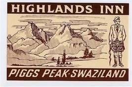 Highlands Inn  Luggage Label Piggs Peak Swaziland Africa - £11.70 GBP